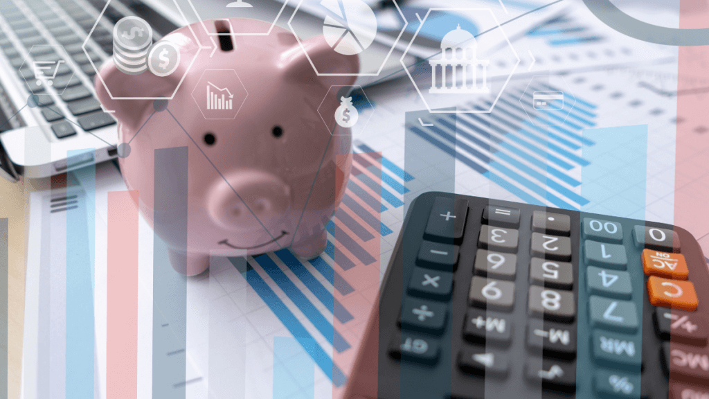 digitalização do empréstimo consignado - dinheiro, calculadora, porquinho