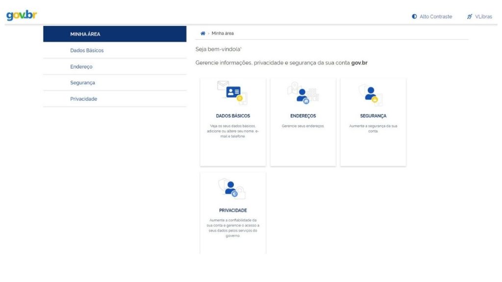 bxblue - tela inicial perfil conta gov.br
